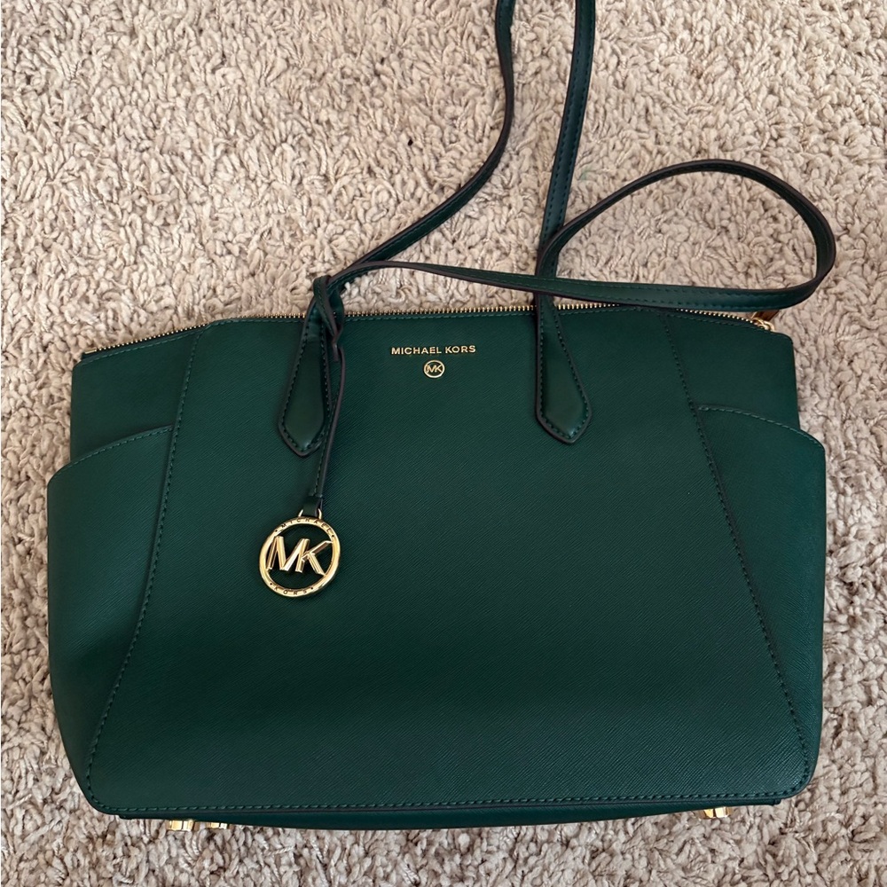Michael Kors Dark Green Satchel Bag